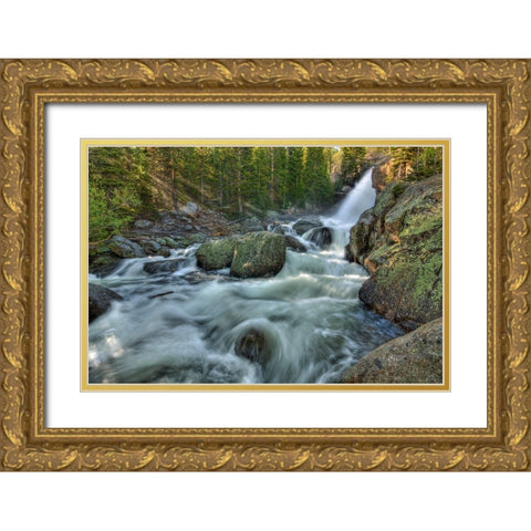 First Rays Over Alberta Falls Gold Ornate Wood Framed Art Print with Double Matting by Sherrell, Bill