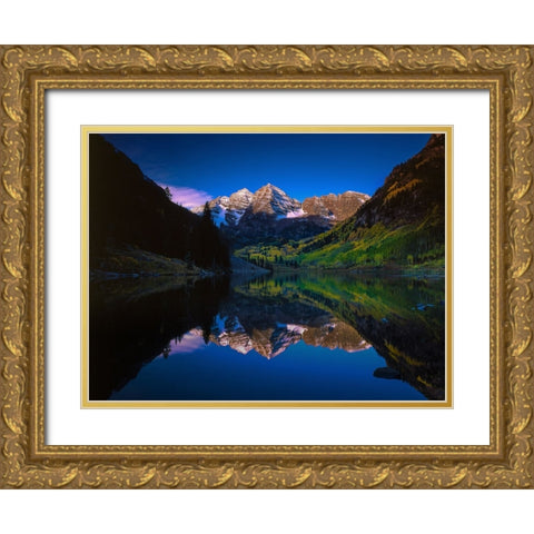 Autumn At Maroon Bells Gold Ornate Wood Framed Art Print with Double Matting by Sherrell, Bill