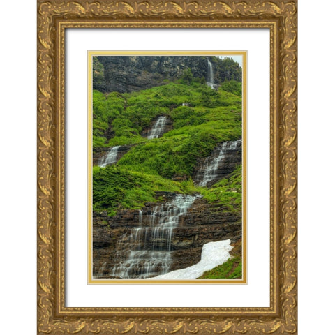 Waterfalls Gold Ornate Wood Framed Art Print with Double Matting by Sherrell, Bill