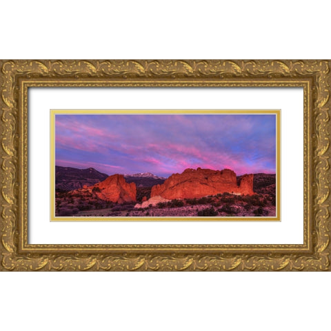 Dawn At Garden Of The Gods Gold Ornate Wood Framed Art Print with Double Matting by Sherrell, Bill