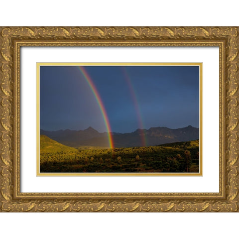Double Rainbow Over Mount Sneffels 1 Gold Ornate Wood Framed Art Print with Double Matting by Sherrell, Bill