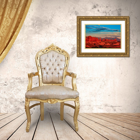 Glowing Rock Towers At Sunset Gold Ornate Wood Framed Art Print with Double Matting by Sherrell, Bill