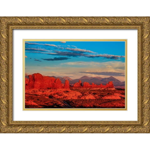 Glowing Rock Towers At Sunset Gold Ornate Wood Framed Art Print with Double Matting by Sherrell, Bill