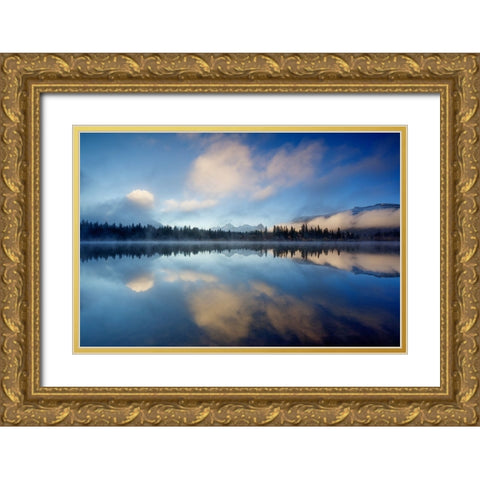 Mountain Refelection Revealed Gold Ornate Wood Framed Art Print with Double Matting by Sherrell, Bill