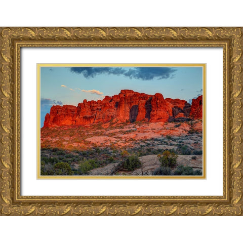 The Magic Of Sunset In Utah Gold Ornate Wood Framed Art Print with Double Matting by Sherrell, Bill