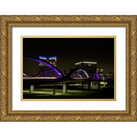 The West 7th Street Bridge-Fort Worth,Texas Gold Ornate Wood Framed Art Print with Double Matting by Sherrell, Bill