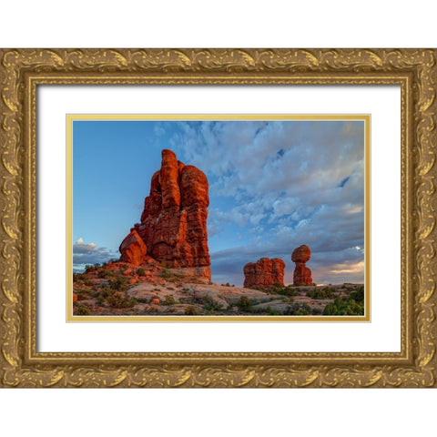 Watchful Towers At Sunset Gold Ornate Wood Framed Art Print with Double Matting by Sherrell, Bill