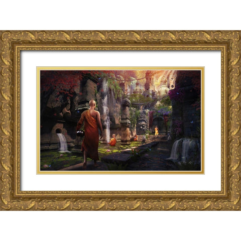 Hidden Sanctuary Gold Ornate Wood Framed Art Print with Double Matting by Gray, Cameron