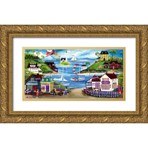 Lovely Seaside Gold Ornate Wood Framed Art Print with Double Matting by Bartley, Cheryl