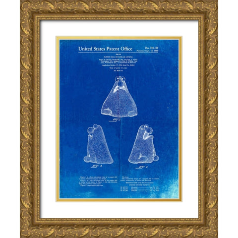 PP75-Faded Blueprint Wilkins Coffee (Wontkins) Muppet Patent Poster Gold Ornate Wood Framed Art Print with Double Matting by Borders, Cole