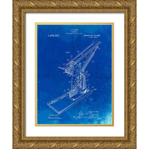 PP284-Faded Blueprint Clay Skeet Thrower Gold Ornate Wood Framed Art Print with Double Matting by Borders, Cole