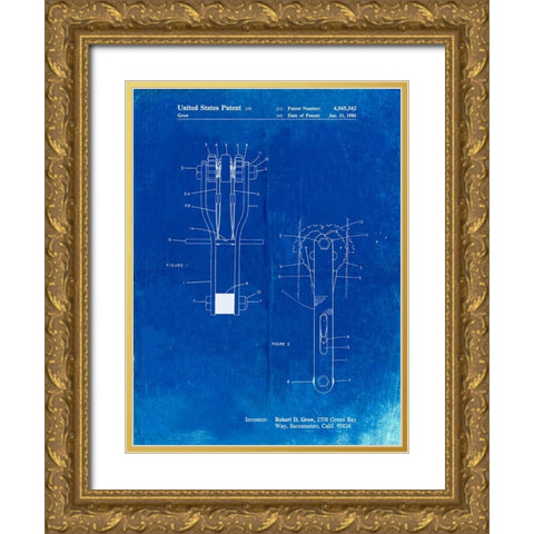 PP418-Faded Blueprint Rock Climbing Cam Patent Poster Gold Ornate Wood Framed Art Print with Double Matting by Borders, Cole