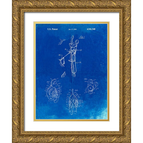 PP440-Faded Blueprint M-16 Rifle Patent Poster Gold Ornate Wood Framed Art Print with Double Matting by Borders, Cole