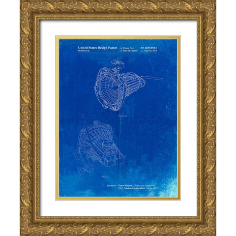 PP536-Faded Blueprint Movie Set Lighting Poster Gold Ornate Wood Framed Art Print with Double Matting by Borders, Cole