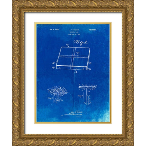 PP540-Faded Blueprint Soccer Ball 1985 Patent Poster Gold Ornate Wood Framed Art Print with Double Matting by Borders, Cole