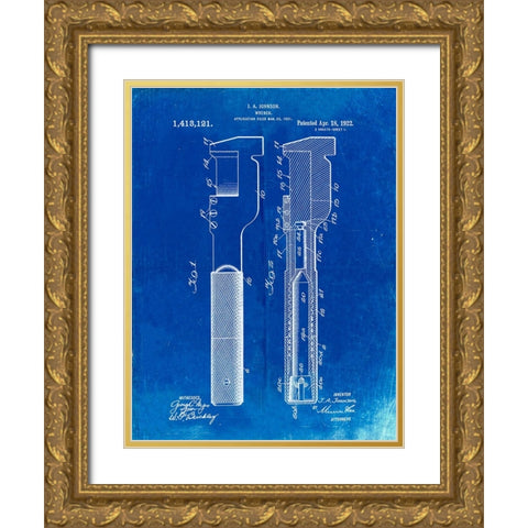 PP594-Faded Blueprint Adjustable Wrench 1922 Patent Poster Gold Ornate Wood Framed Art Print with Double Matting by Borders, Cole