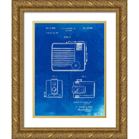 PP606-Faded Blueprint Kodak Brownie Hawkeye Patent Poster Gold Ornate Wood Framed Art Print with Double Matting by Borders, Cole
