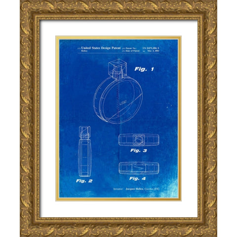 PP630-Faded Blueprint Perfume Jar Poster Gold Ornate Wood Framed Art Print with Double Matting by Borders, Cole