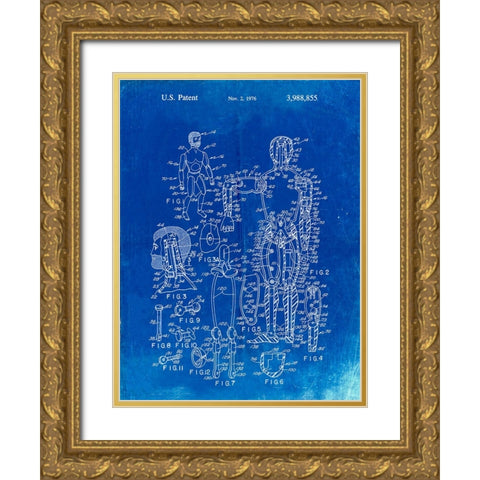 PP675-Faded Blueprint The Defenders Toy 1976 Patent Poster Gold Ornate Wood Framed Art Print with Double Matting by Borders, Cole