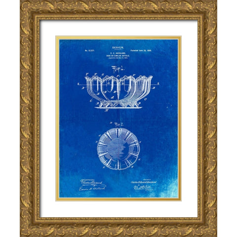 PP680-Faded Blueprint Haviland Decorative Bowl Patent Poster Gold Ornate Wood Framed Art Print with Double Matting by Borders, Cole