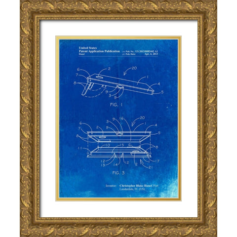 PP774-Faded Blueprint Corn Hole Board Patent Poster Gold Ornate Wood Framed Art Print with Double Matting by Borders, Cole