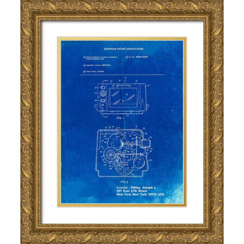 PP791-Faded Blueprint Easy Bake Oven Patent Poster Gold Ornate Wood Framed Art Print with Double Matting by Borders, Cole