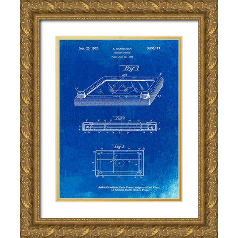 PP802-Faded Blueprint Etch A Sketch Poster Poster Gold Ornate Wood Framed Art Print with Double Matting by Borders, Cole