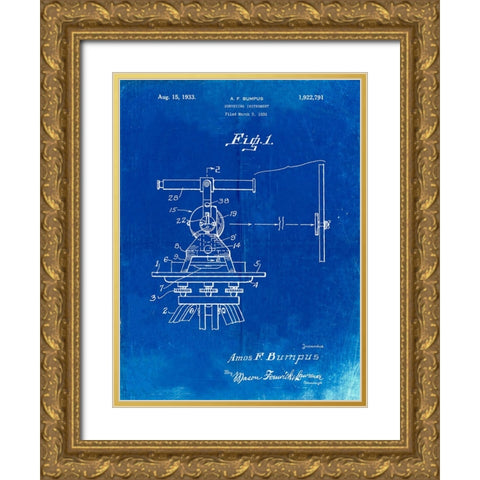 PP865-Faded Blueprint Gurly Transit Patent Poster Gold Ornate Wood Framed Art Print with Double Matting by Borders, Cole