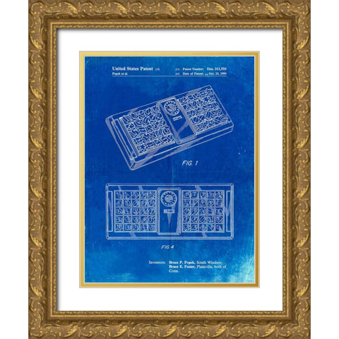 PP872-Faded Blueprint Hasbro Concept Game Patent Poster Gold Ornate Wood Framed Art Print with Double Matting by Borders, Cole