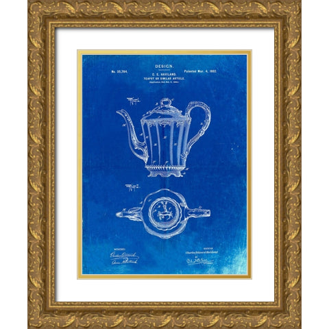 PP873-Faded Blueprint Hasbro Concept Game Patent Poster Gold Ornate Wood Framed Art Print with Double Matting by Borders, Cole