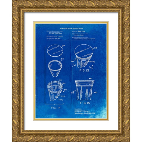 PP904-Faded Blueprint Keurig Cartridge Coffee Patent Poster Gold Ornate Wood Framed Art Print with Double Matting by Borders, Cole