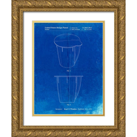 PP906-Faded Blueprint Keurig Cup Poster Gold Ornate Wood Framed Art Print with Double Matting by Borders, Cole