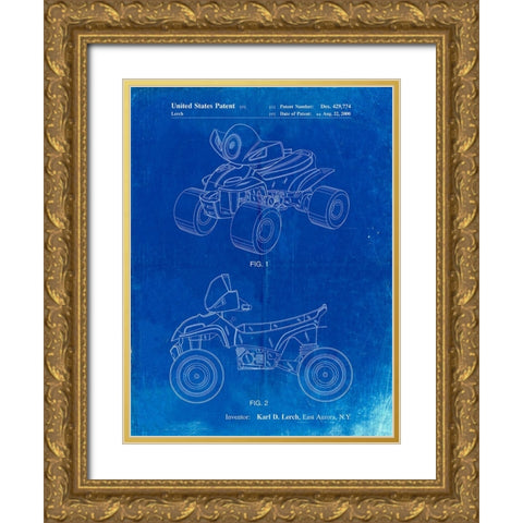 PP908-Faded Blueprint Kids 4-Wheeler Poster Gold Ornate Wood Framed Art Print with Double Matting by Borders, Cole