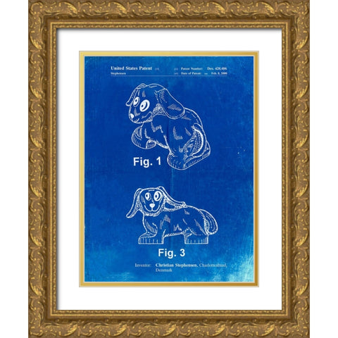 PP924-Faded Blueprint Lego Dog Poster Gold Ornate Wood Framed Art Print with Double Matting by Borders, Cole