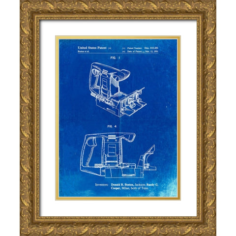 PP990-Faded Blueprint Plate Joiner Poster Gold Ornate Wood Framed Art Print with Double Matting by Borders, Cole