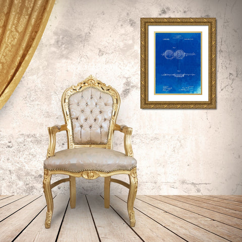 PP992-Faded Blueprint Pocket Transit Compass 1919 Patent Poster Gold Ornate Wood Framed Art Print with Double Matting by Borders, Cole