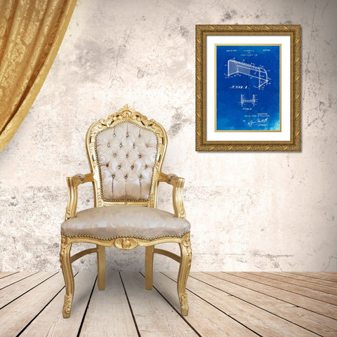 PP1048-Faded Blueprint Soccer Goal Patent Art Gold Ornate Wood Framed Art Print with Double Matting by Borders, Cole