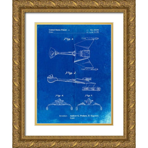 PP1053-Faded Blueprint Star Trek Klingon Empire Starship Poster Gold Ornate Wood Framed Art Print with Double Matting by Borders, Cole