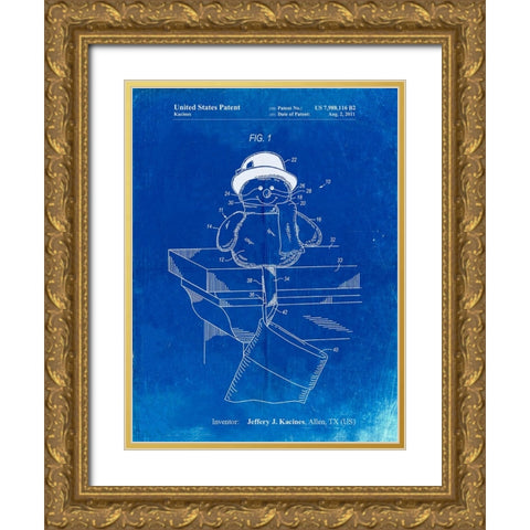 PP1067-Faded Blueprint Stocking Holder Poster Gold Ornate Wood Framed Art Print with Double Matting by Borders, Cole