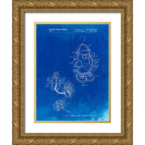PP123- Faded Blueprint Mr. Potato Head Patent Poster Gold Ornate Wood Framed Art Print with Double Matting by Borders, Cole