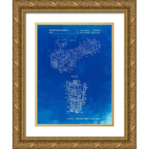 PP179- Faded Blueprint Optimus Prime Transformer Poster Gold Ornate Wood Framed Art Print with Double Matting by Borders, Cole