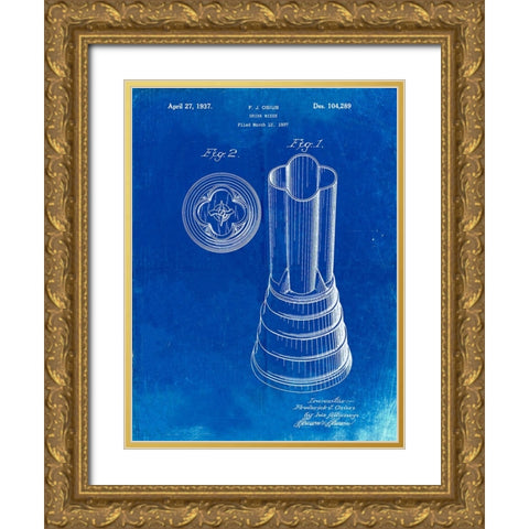 PP205- Faded Blueprint Waring Blender 1937 Patent Poster Gold Ornate Wood Framed Art Print with Double Matting by Borders, Cole