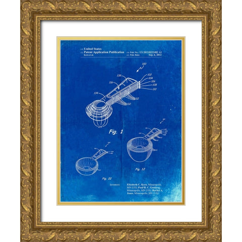 PP484-Faded Blueprint Stacking Measuring Cups Patent Poster Gold Ornate Wood Framed Art Print with Double Matting by Borders, Cole