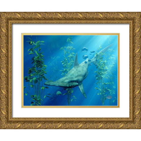 Hammerhead Art Gold Ornate Wood Framed Art Print with Double Matting by Eskridge, Daniel