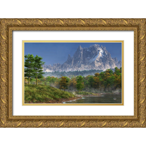Happy River Valley Gold Ornate Wood Framed Art Print with Double Matting by Eskridge, Daniel