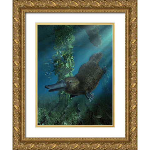 Platypus Gold Ornate Wood Framed Art Print with Double Matting by Eskridge, Daniel