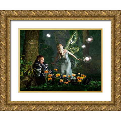 The Knight And The Faerie Gold Ornate Wood Framed Art Print with Double Matting by Eskridge, Daniel