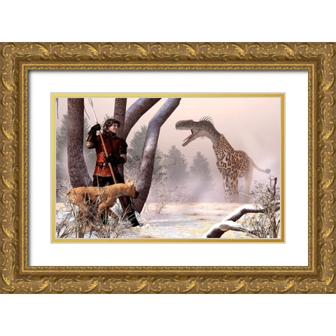 The Questing Beast Gold Ornate Wood Framed Art Print with Double Matting by Eskridge, Daniel