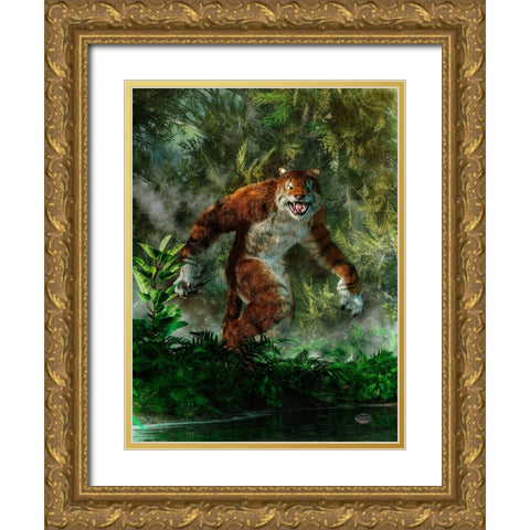Weretiger Gold Ornate Wood Framed Art Print with Double Matting by Eskridge, Daniel