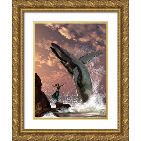 Whale Watcher Gold Ornate Wood Framed Art Print with Double Matting by Eskridge, Daniel